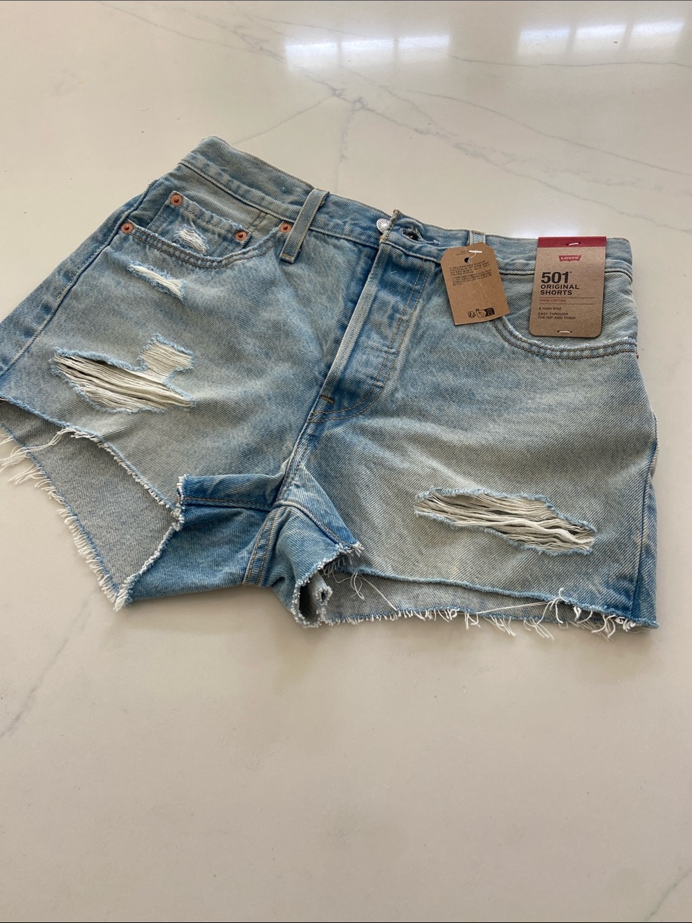 Levi's Women's Light Blue Distressed Denim Cutoff Shorts